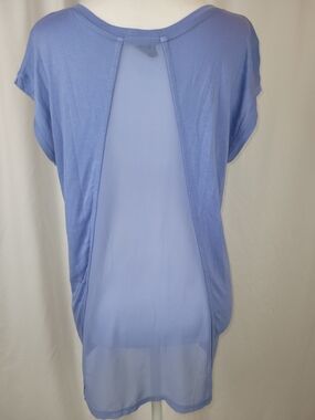 NWT GAP Periwinkle Blue Open Back Sheer Mesh Knit T-Shirt Top - Small
